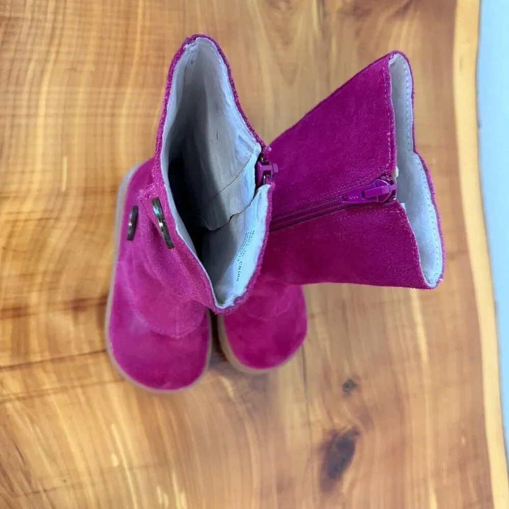 Livie & Luca Marchita Tiempo Pink Fuchsia Leather Suede Boots Girls Size 7